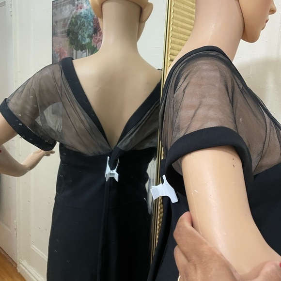 Maggy London Black Midi Dress with Sheer Detail - Picture 3 of 14